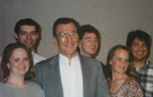 Prof. Nieto with students at the 1995 Department of Geology Spring Banquet