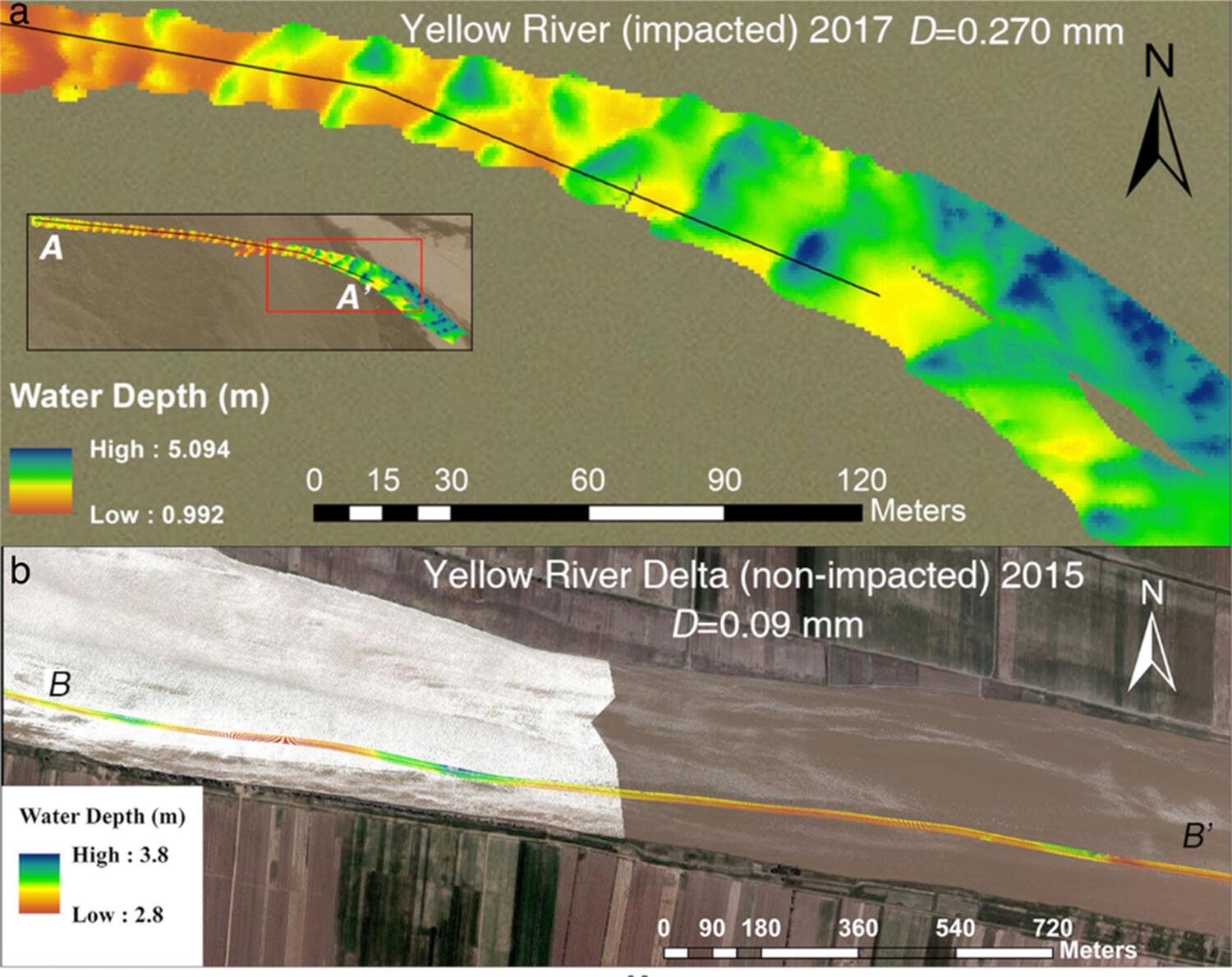 Multibeam echosounder (MBES) images of the bed of the Huang He River